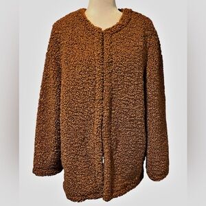 NWOT Max Studio Women’s Teddy Bear Jacket/Coat  Sienna Brown Large